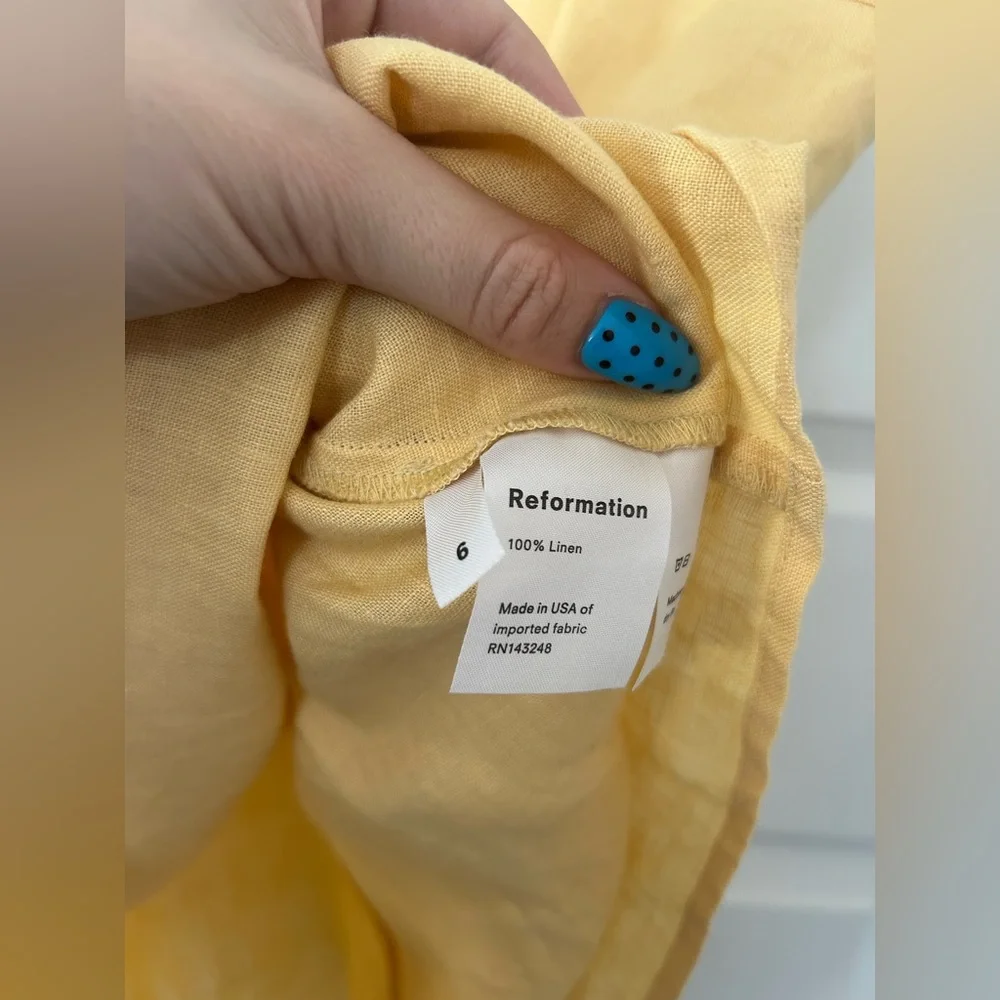 Reformation Clover Linen Dress Buttercup Yellow Size 6 - Picture 11 of 13
